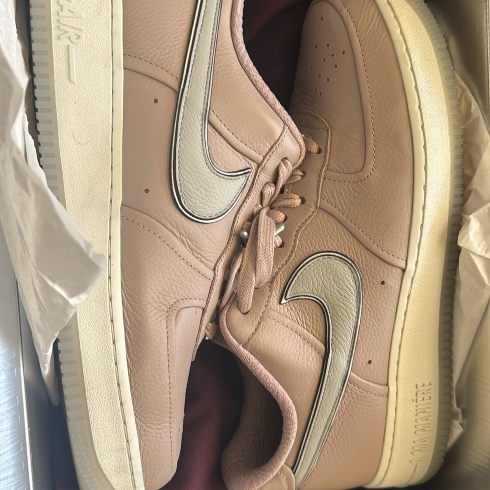 A Ma Maniere Nike Tan Leather Sneakers with Cream Accents